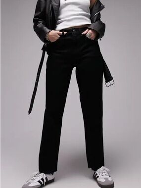 Topshop Black High-Rise Straight Jeans